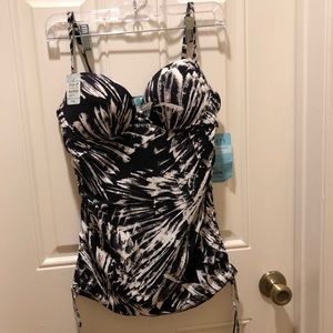 New black and white Tankini, by Sara Blakey, Spanx